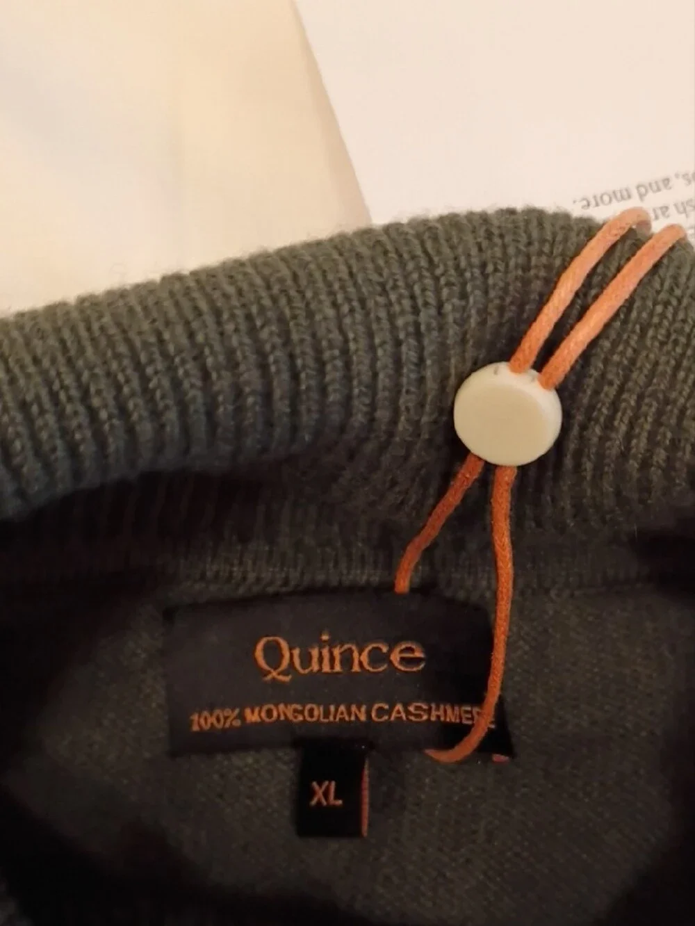 Quince Men's Dark Olive Cashmere Turtleneck Sweater